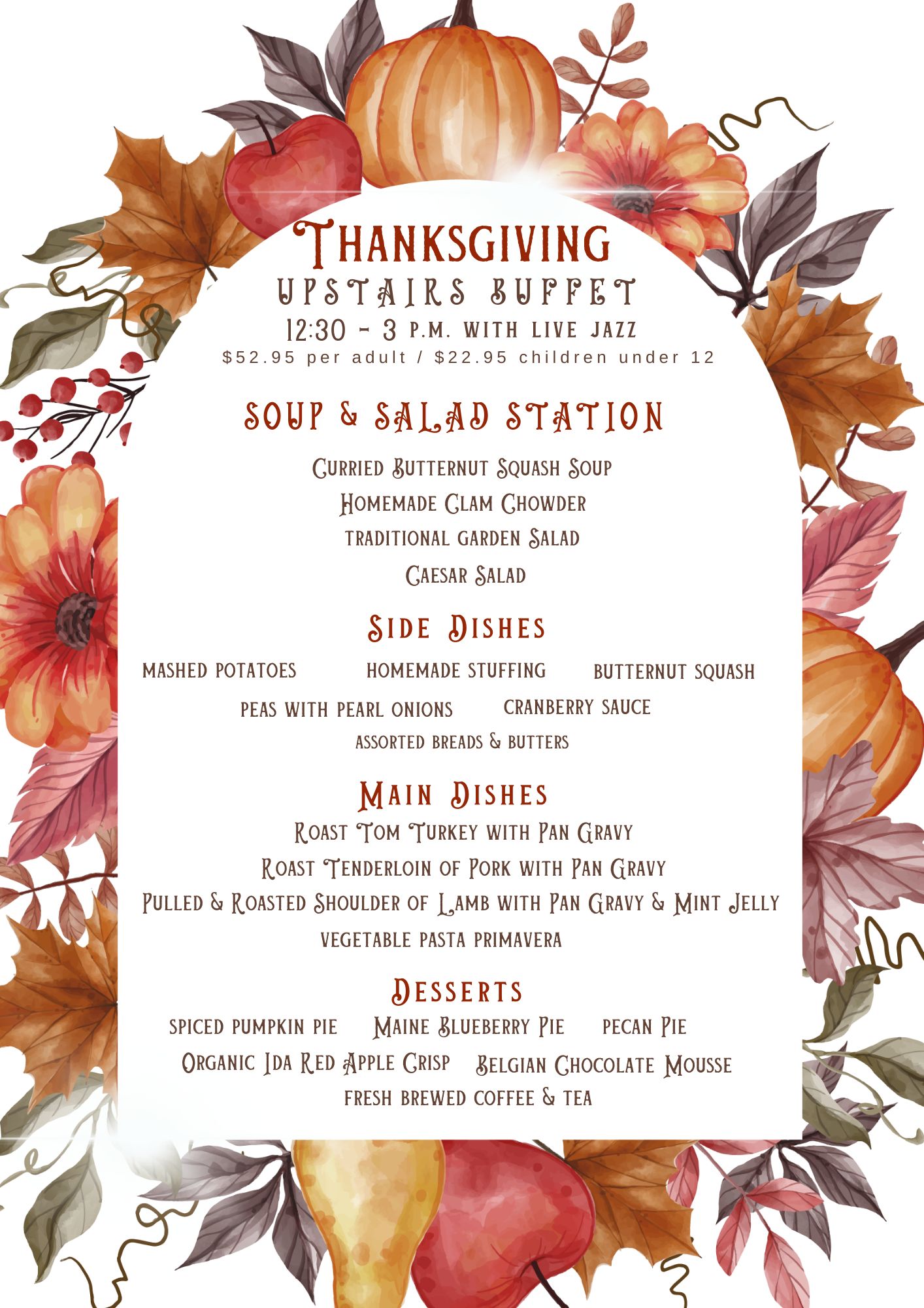 Tickets | Thanksgiving Day Buffet Dinner | Jonathan's Ogunquit